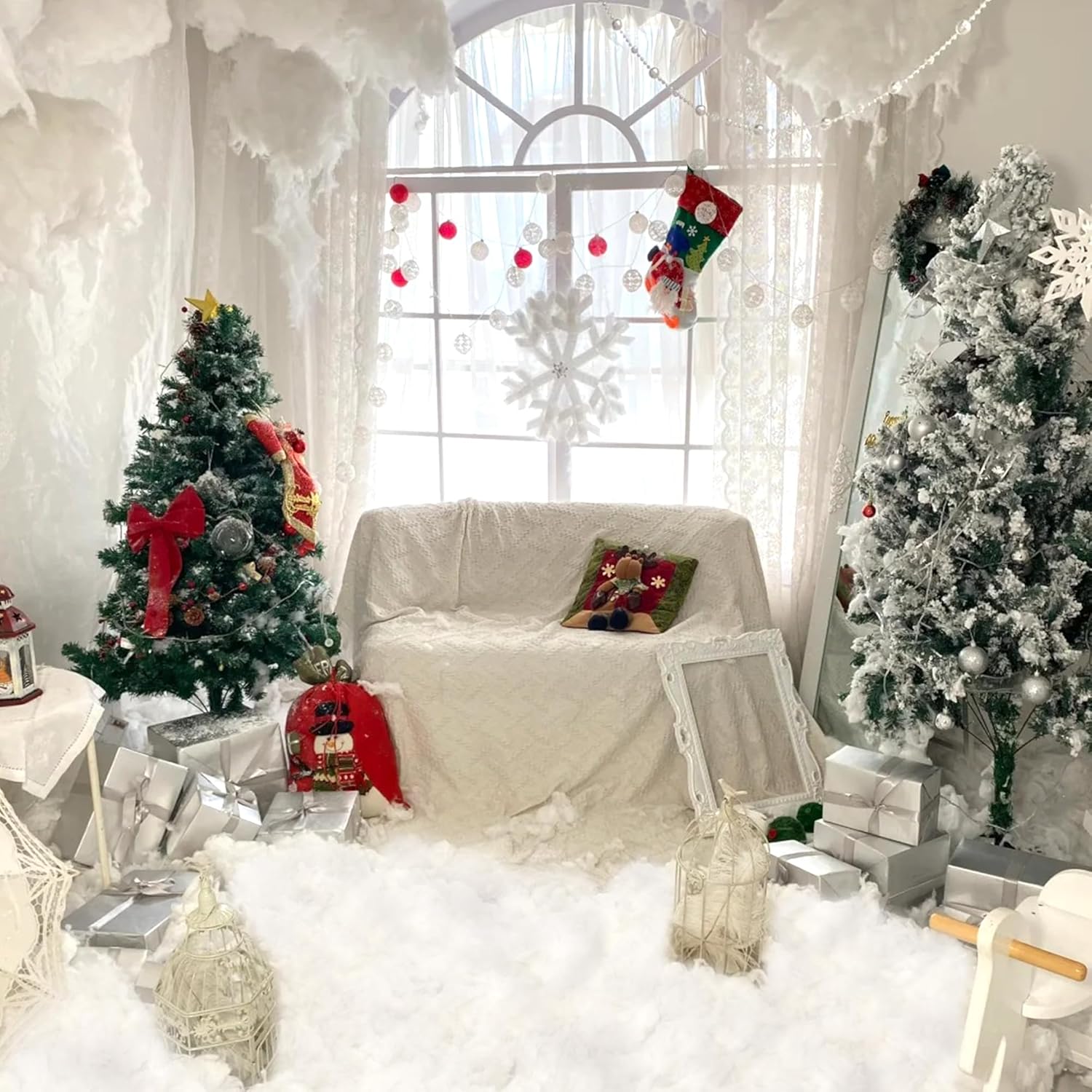 Winemana 30oz Artificial Snow Decor - Fluffy Cotton-Like Winter Decoration for Christmas Trees & Crafts