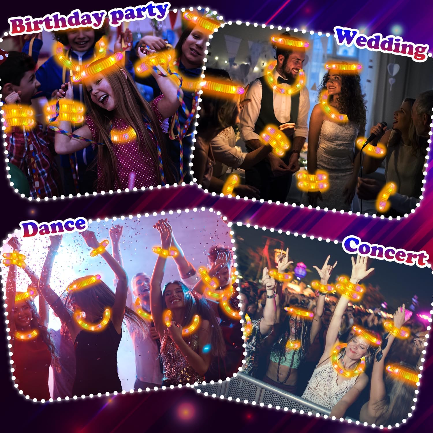 Skiennix Orange Graduation Glow Sticks - Light Up Bracelets & Necklaces | 12-24 PCS Party Favors for Kids