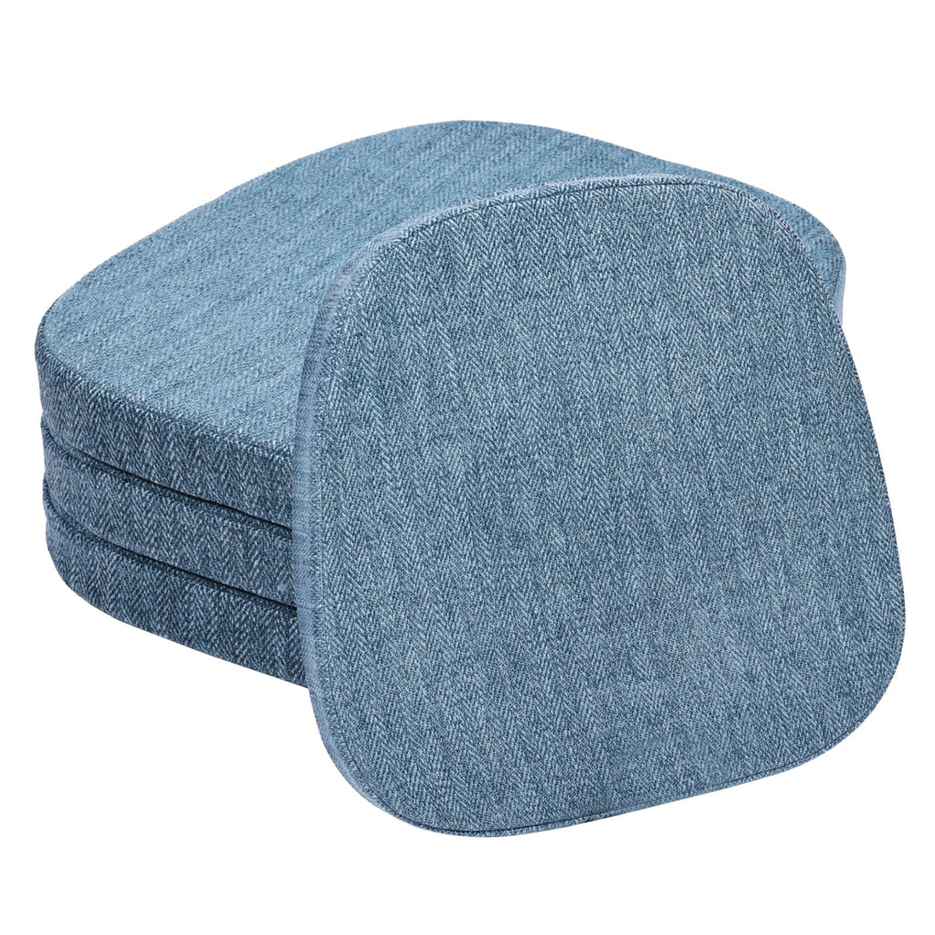 baibu 14x14 Memory Foam Metal Chair Cushions Set of 4, Dual-Layer Design Non-Slip Metal Dining Chair Pads Kitchen Seat Cushion with Machine Washable Cover, 4 Counts, Blue