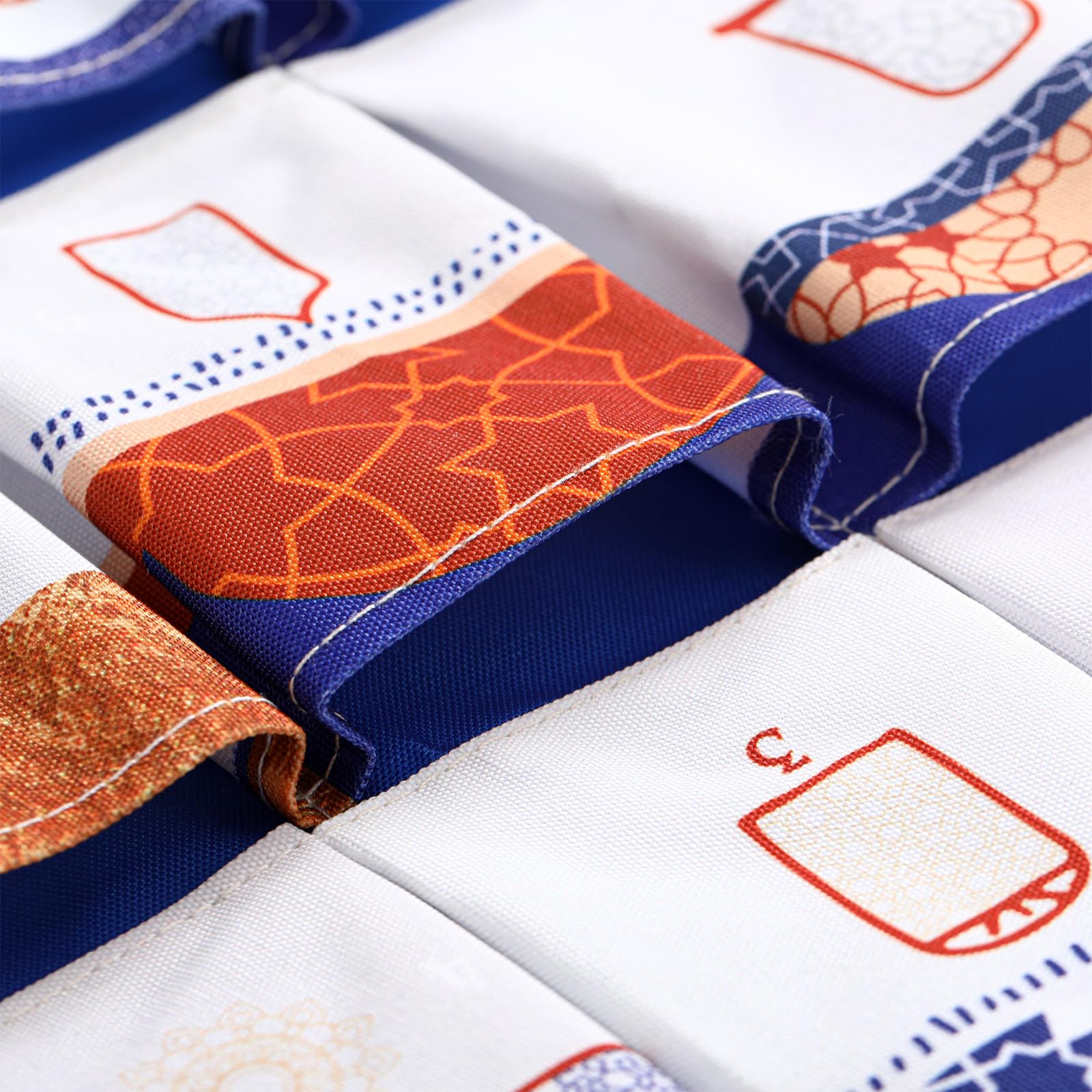 Fanfanwin Ramadan Countdown Calendar Fabric 30 Days Mystery Eid Countdown Calendar House Design Ramadan Wall Decor with 30 Pockets Blue Eid Mubarak Poster Gift for Home Wall Decor
