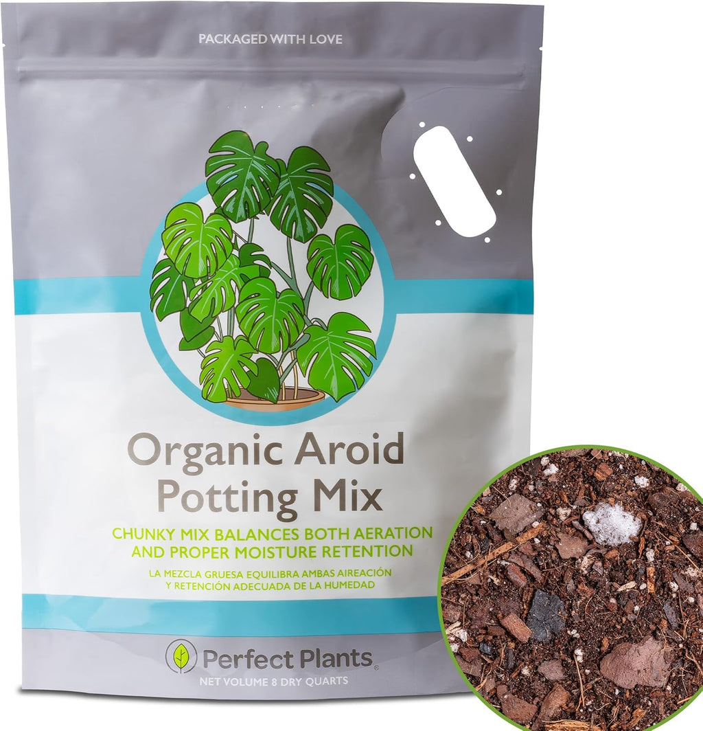 Perfect Plants Organic Aroid Potting Mix - Chunky, Peat-Free Medium for Tropical House Plants | 8qt