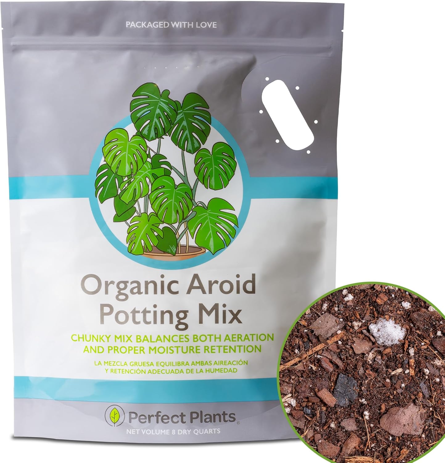 Perfect Plants Organic Aroid Potting Mix - Chunky, Peat-Free Medium for Tropical House Plants | 8qt