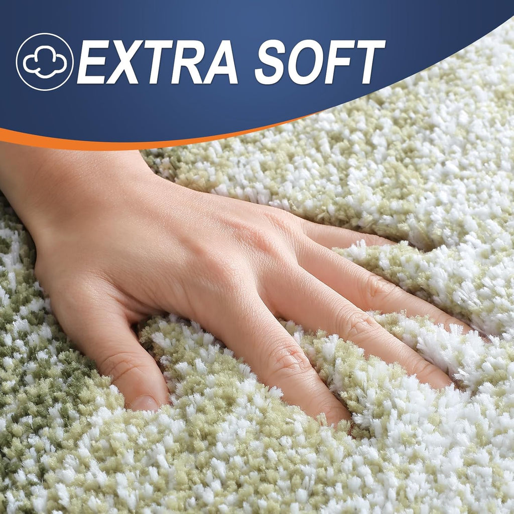OLANLY Microfiber Bath Rugs - Extra Soft & Absorbent | Quick Dry, Washable 24x16, Dark Green