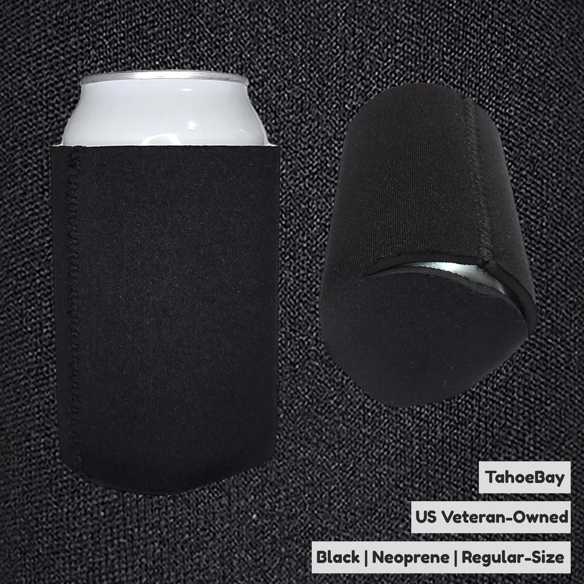 TahoeBay Neoprene Can Cooler Sleeves (25-Pack) Bulk Blank Sublimation Blanks for Vinyl Regular Size Plain Beer Coolers for Soda Cans & Bottles Black, White, Solid Color Set (Black)