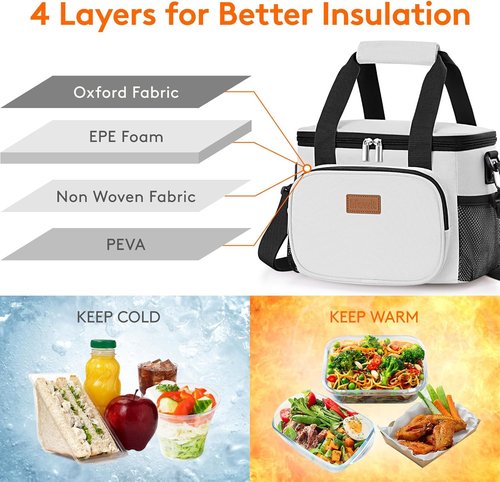 Lifewit Insulated Lunch Bag - Soft Cooler Tote for Adults | 12-Can Capacity in Silver Gray (9L)