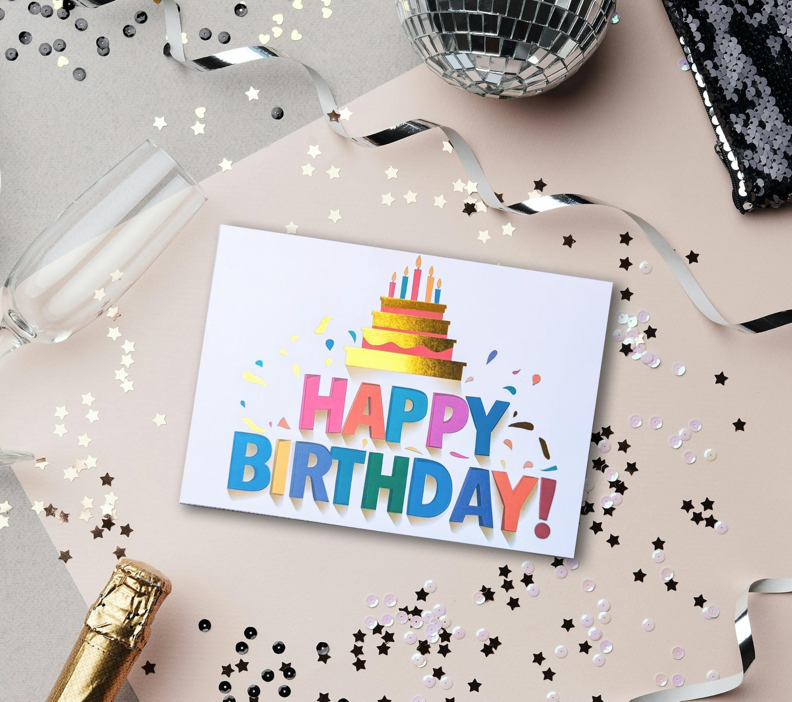 150 Happy Birthday Cards Bulk, Gold Foil Printing with Envelopes and Stickers - 6 Designs Greeting Notes with Messages Inside for Office, Employees,Business, Personal 4x6 Inch