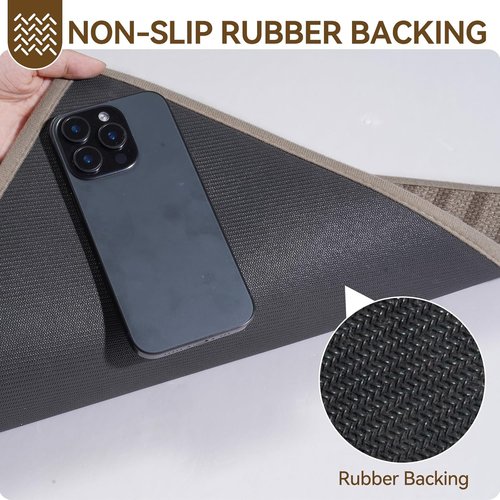 Absorbent Brown Front Door Mat by [Brand Name] - 17''x30'' Non-Slip, Washable Indoor Doormat