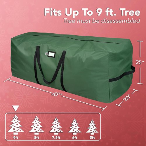 Holiday Cheer Christmas Storage Bag - Heavy Duty Waterproof Design for 9ft Artificial Trees | Durable Handles & Zipper