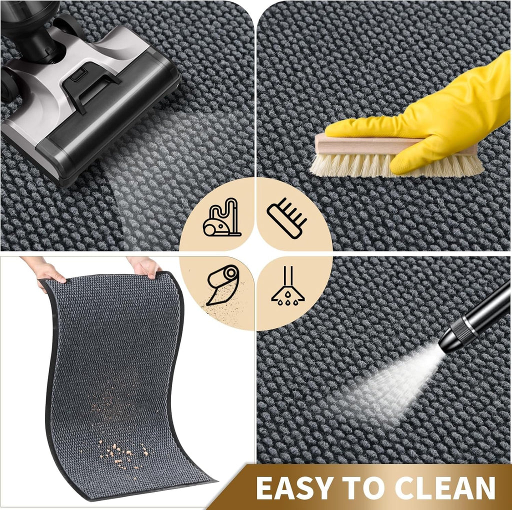 Yimobra All-Season Waterproof Front Door Mat - Non-Slip, Easy Clean, Low Profile | 29.5x17, Grey