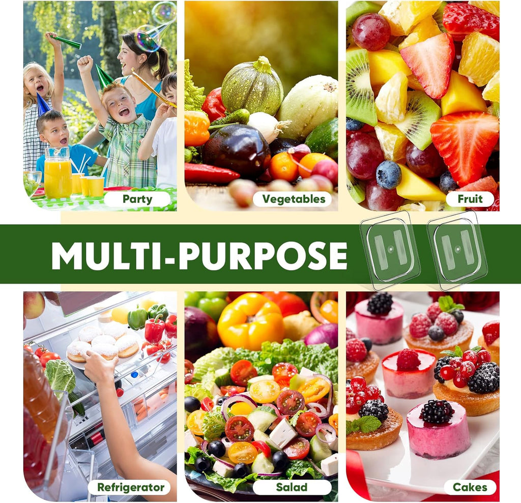 Polycarbonate Food Pan Lids by [Brand Name] - 6 Pcs Clear Plastic Covers with Handle | 1/6 Size 6.9 x 6.3 Inch