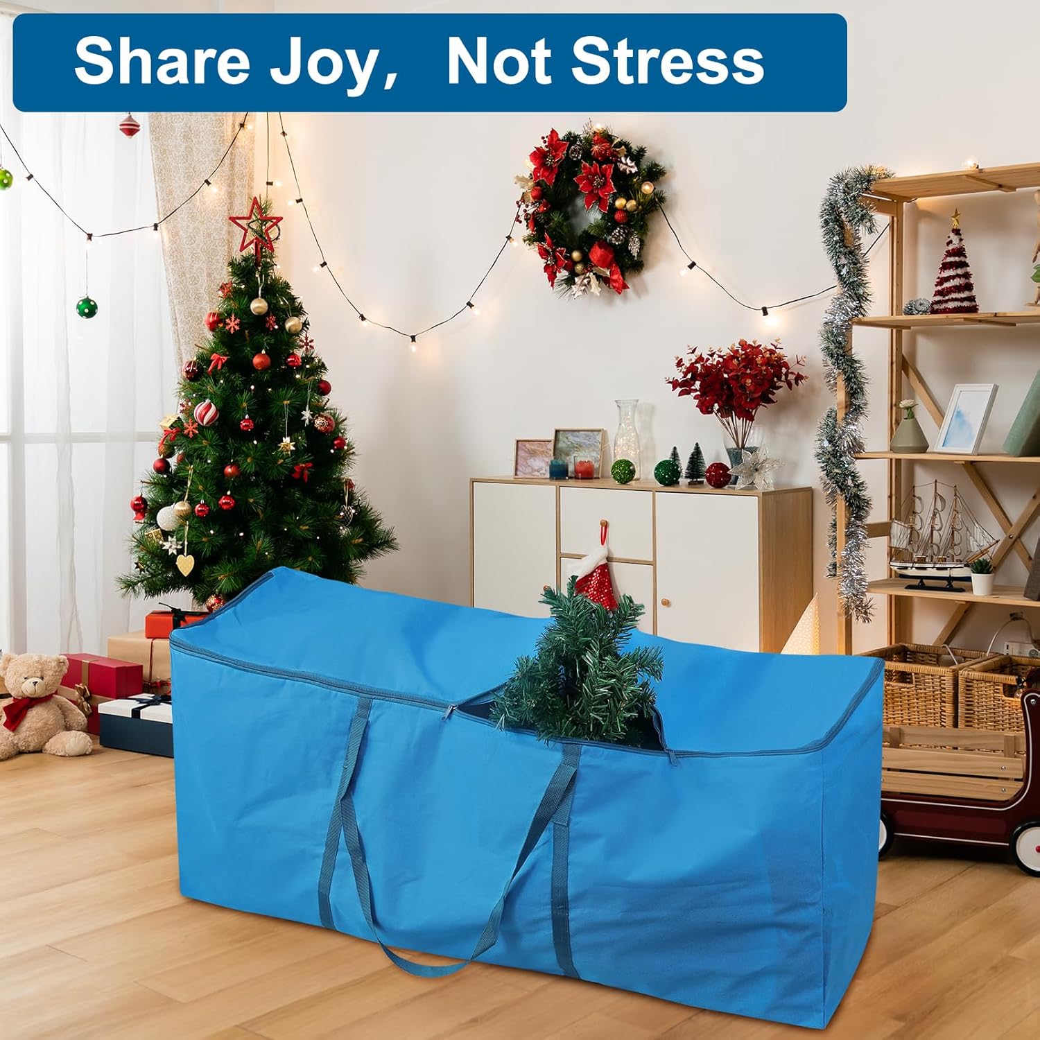 Regine Switzerland Christmas Tree Storage Bag - Fits Up to 7.5 ft Tall Trees | Durable Cloth with Reinforced Handles & Dual Zippers