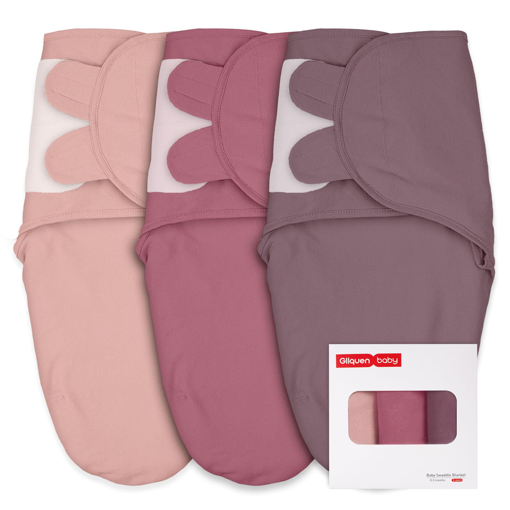 GLLQUEN BABY Swaddles for Newborns Organic Cotton, Soft Baby Girl Swaddles 0-3 Months, Womb-Like Sleep Sack Wrap Nursery Swaddling Blankets Mauve Blush Rose