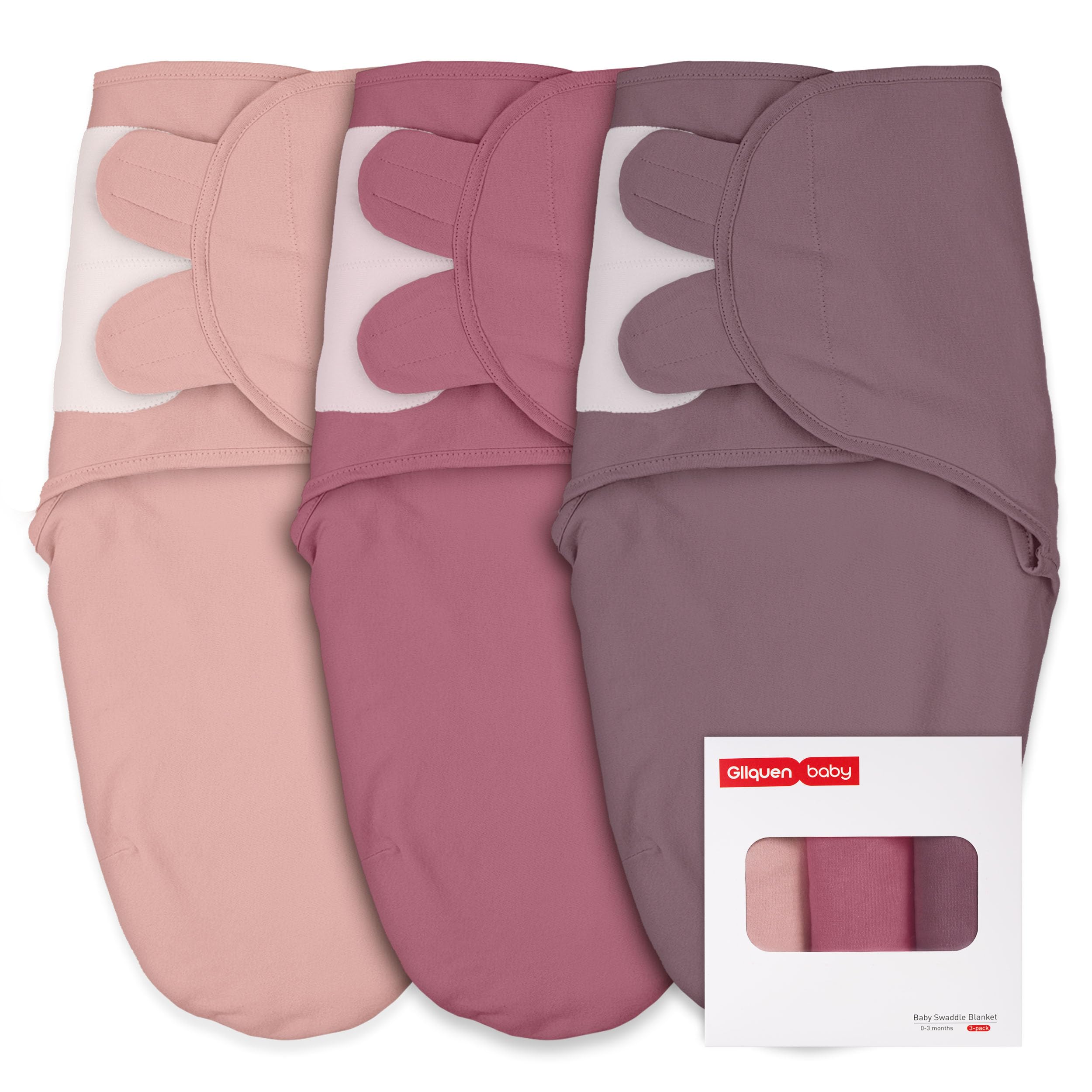 GLLQUEN BABY Swaddles for Newborns Organic Cotton, Soft Baby Girl Swaddles 0-3 Months, Womb-Like Sleep Sack Wrap Nursery Swaddling Blankets Mauve Blush Rose