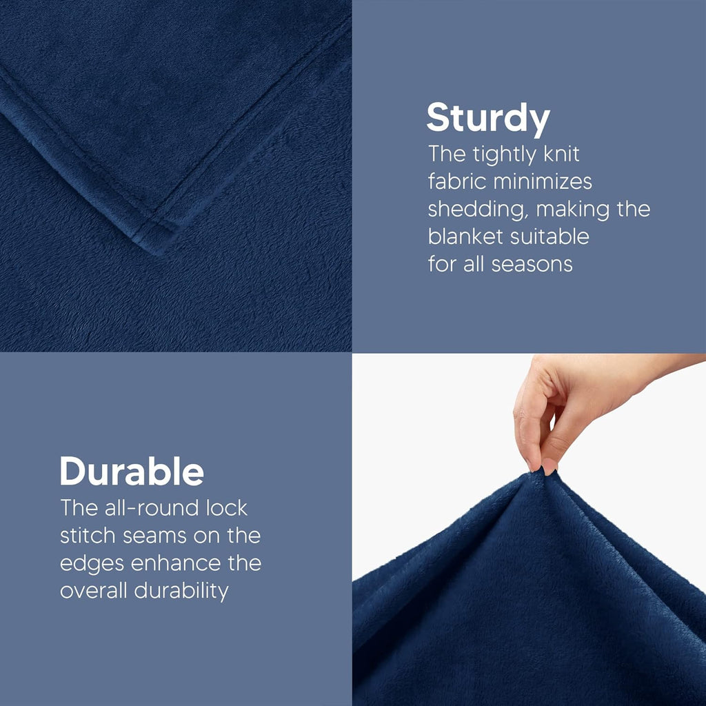 Utopia Bedding Fleece Blanket - Luxury Anti-Static Soft Microfiber Throw | Navy, 50x60 Inch