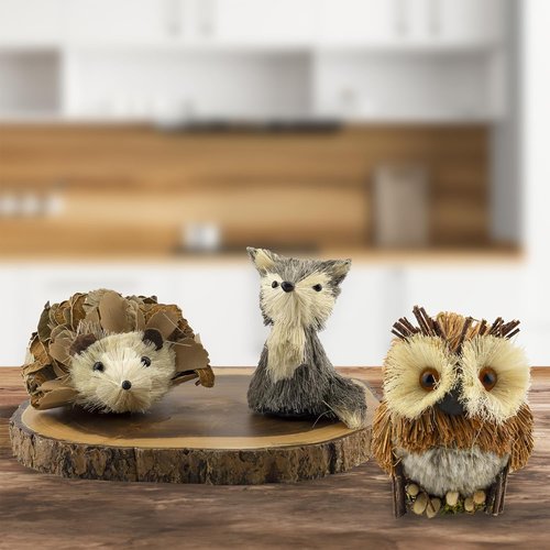 AuldHome Design Woodland Friends Figurines - Set of 3 Forest Animal Decor for Fall & Winter