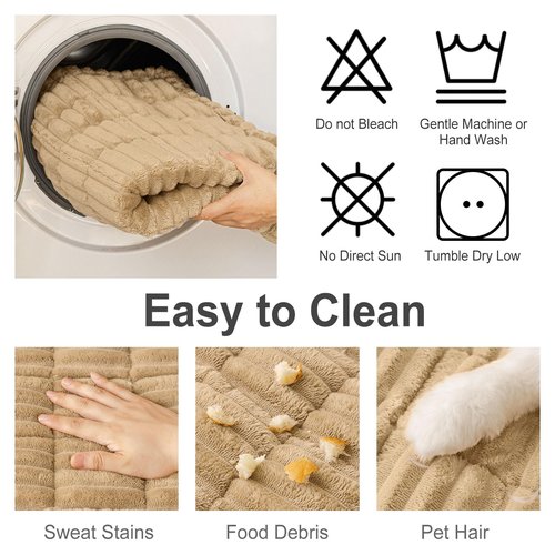 hyha Couch Covers for Dogs Washable, Non Slip Plush Dog Sofa Protectors, Fuzzy Pet Couch Covers for 3 Cushion Sofa Pet Friendly (Camel, 27.6" x 59")