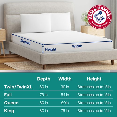 Arm & Hammer Soft Terry Mattress Protector, Waterproof, White, King