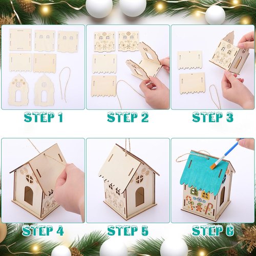 DoubleFill 36 Pcs Gingerbread House Craft Kit - DIY 3D Christmas Village for Kids | Fun Winter Art Project