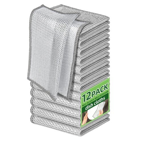 Senlleo Non Scratch Wire Dishcloth, Wire dishwashing rag,Steel Wool Scrubber，Scrubs & Cleans for Dishes, Sinks, Counters, Stove Tops, Easy Rinsing, Durable (12PCS)