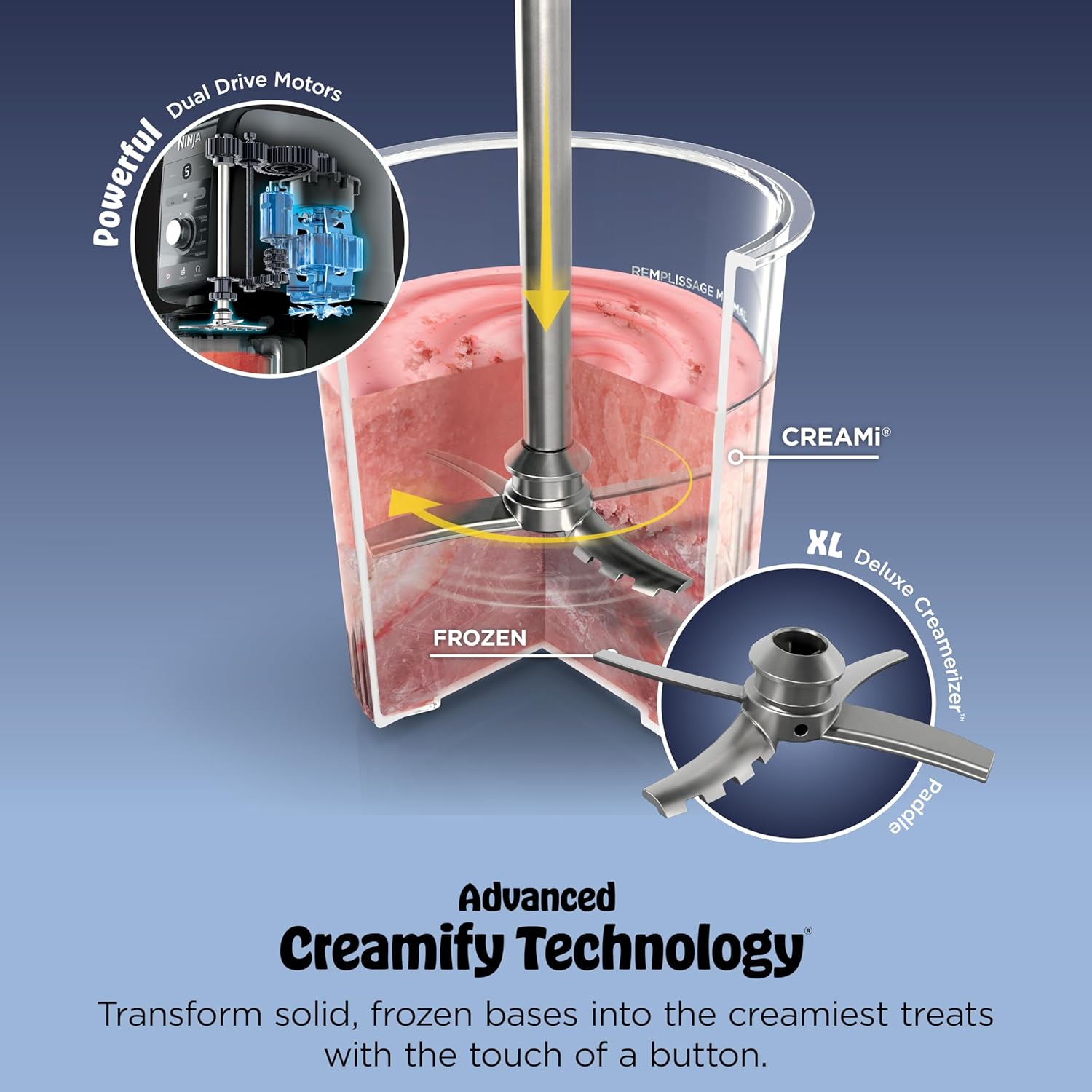 Ninja CREAMi Deluxe Ice Cream Maker - 11-in-1 Frozen Desserts, Sorbet & Milkshakes | Includes 2 XL 24 Oz. Tubs | Silver | NC501