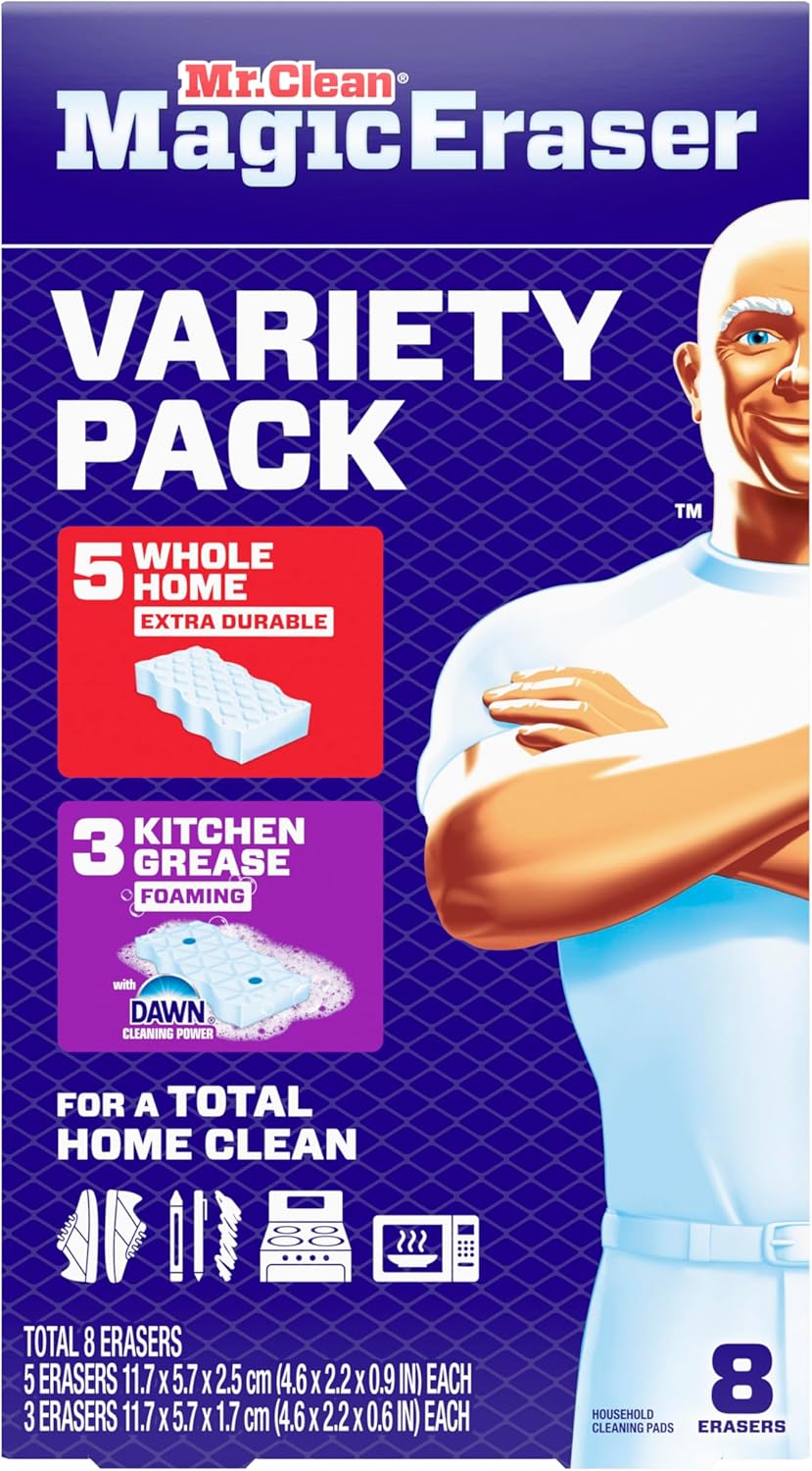 Mr. Clean Magic Eraser Sponge - All-Purpose Cleaning Pads | 5 Extra Durable & 3 Grease Erasers