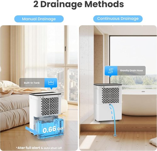 Candy Dehumidifier - 2000 Sq.Ft Portable 34 Pints with Smart Control & Continuous Mode | 0.66 Gal Tank for Home