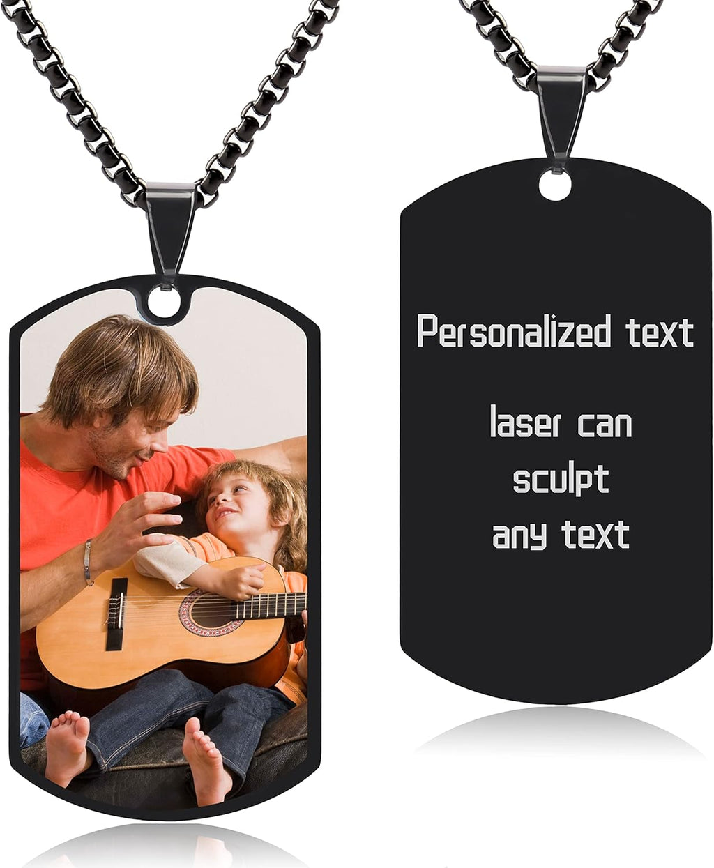 Skiennix Personalized Dog Tag Pendant - Custom Engraved Photo Necklace for Men & Women | Stainless Steel