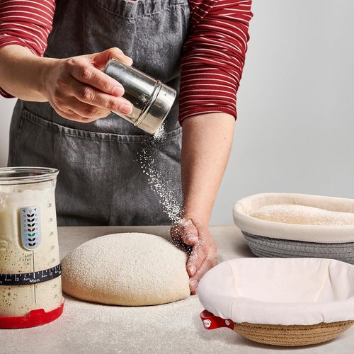 KneadAce Bread Proofing Basket Set - Oval & Round Cotton Rope Baskets with Liners for Artisan Baking