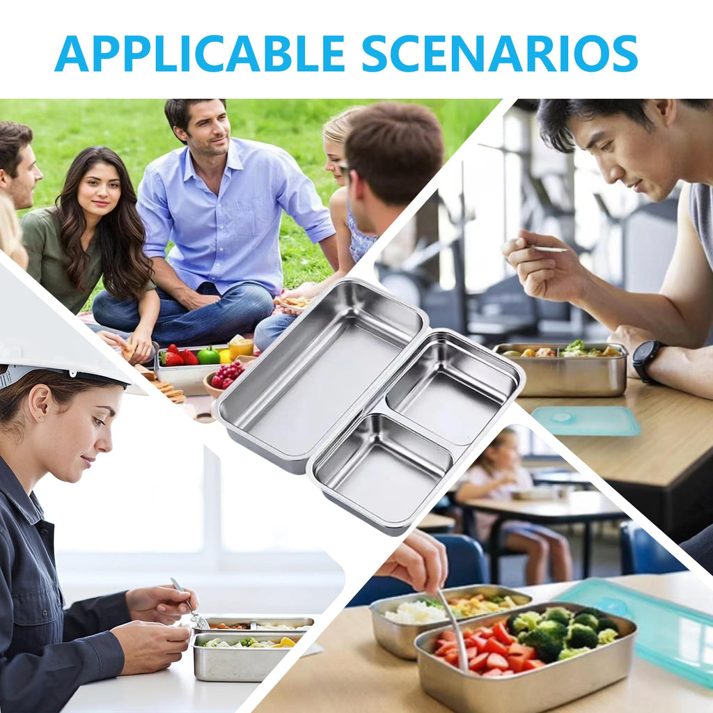 Stainless Steel Snack Containers with Lids Meal Prep Food Storage Container Lunch Box Multi Compartment Reusable Leak-Proof Design for Travel,Snacks, Sandwiches,Condiments Bento Box Office Home