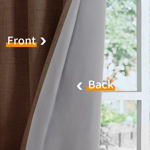 YoungsTex Dark Brown Linen Blackout Curtains 84 Inches Long for Bedroom, Chocolate Thermal Insulated Drapes with Grommet Full Room Darkening Privacy for Living Room, 2 Panels, 52 X 84 Inch