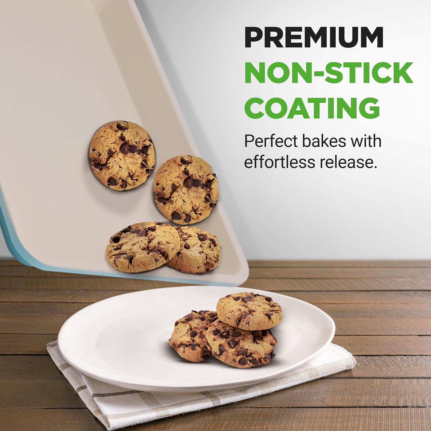 NutriChef 6-Piece Baking Pan Set - Premium Carbon Steel Bakeware with Non-Stick Coating | Turquoise