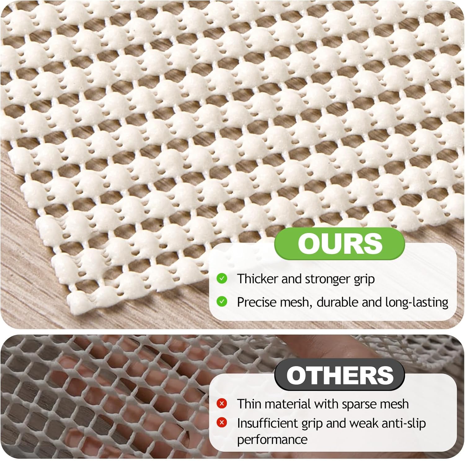 Songrey Non-Slip Rug Pad Gripper - Extra Thick 2x3 FT Carpet Pad for Hard Surfaces | Prevents Sliding & Protects Floors