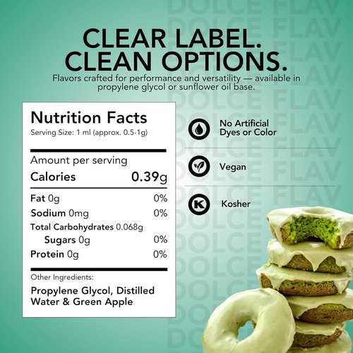 Dolce Flav Natural Green Food Coloring - Vibrant Plant-Based 2 oz Liquid Dye for Baking & Drinks | No Artificial Dyes, Kosher, Made in USA