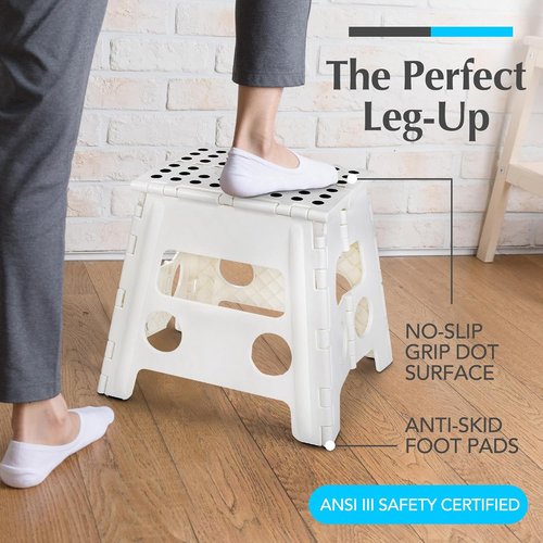 Handy Laundry Folding Step Stool - Lightweight & Sturdy for Adults and Kids | Easy One-Flip Design - White, 13 Inch