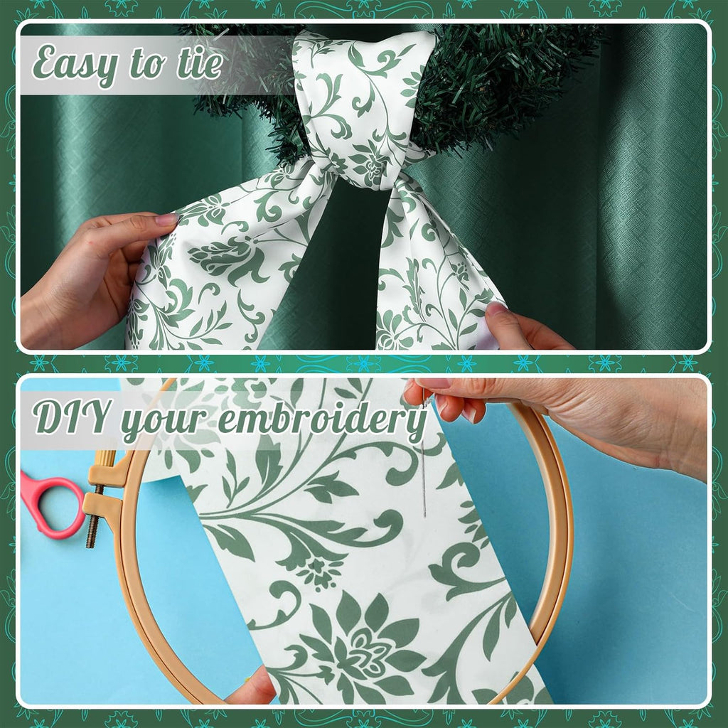 VitalCozy Wreath Sash - Elegant Satin Ribbon for Embroidery Monogram | Indoor/Outdoor Use (Fresh)