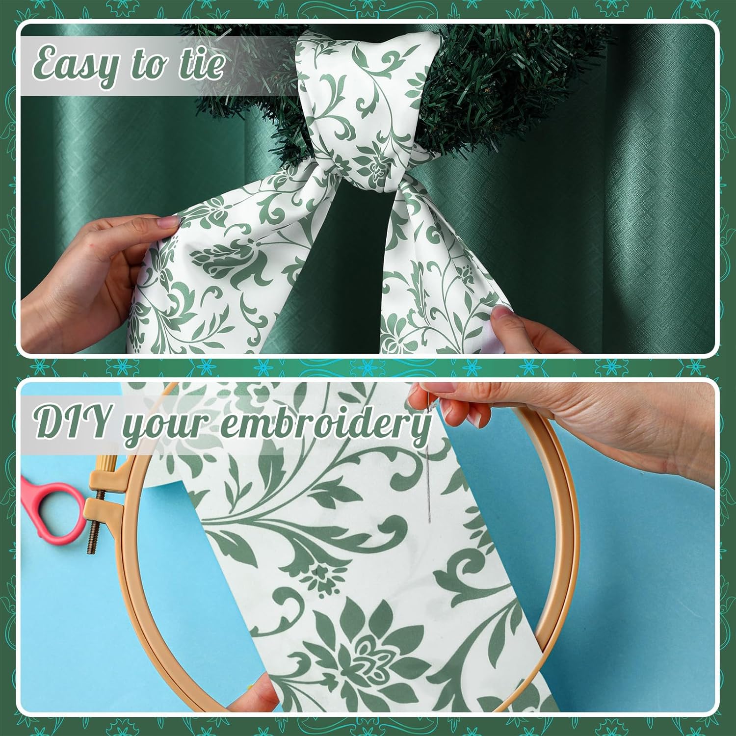 VitalCozy Wreath Sash - Elegant Satin Ribbon for Embroidery Monogram | Indoor/Outdoor Use (Fresh)