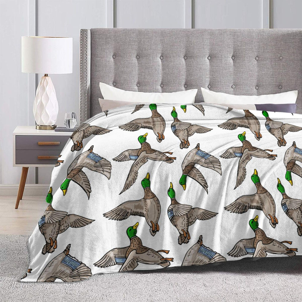 Mallard Duck Blanket Funny Throw Blanket, Soft Cozy Flannel Throw Blanket for Conch Sofa Bed,Super Soft Throw Blankets for All Season Adult Kids Teens Duck Lovers 60x50 in