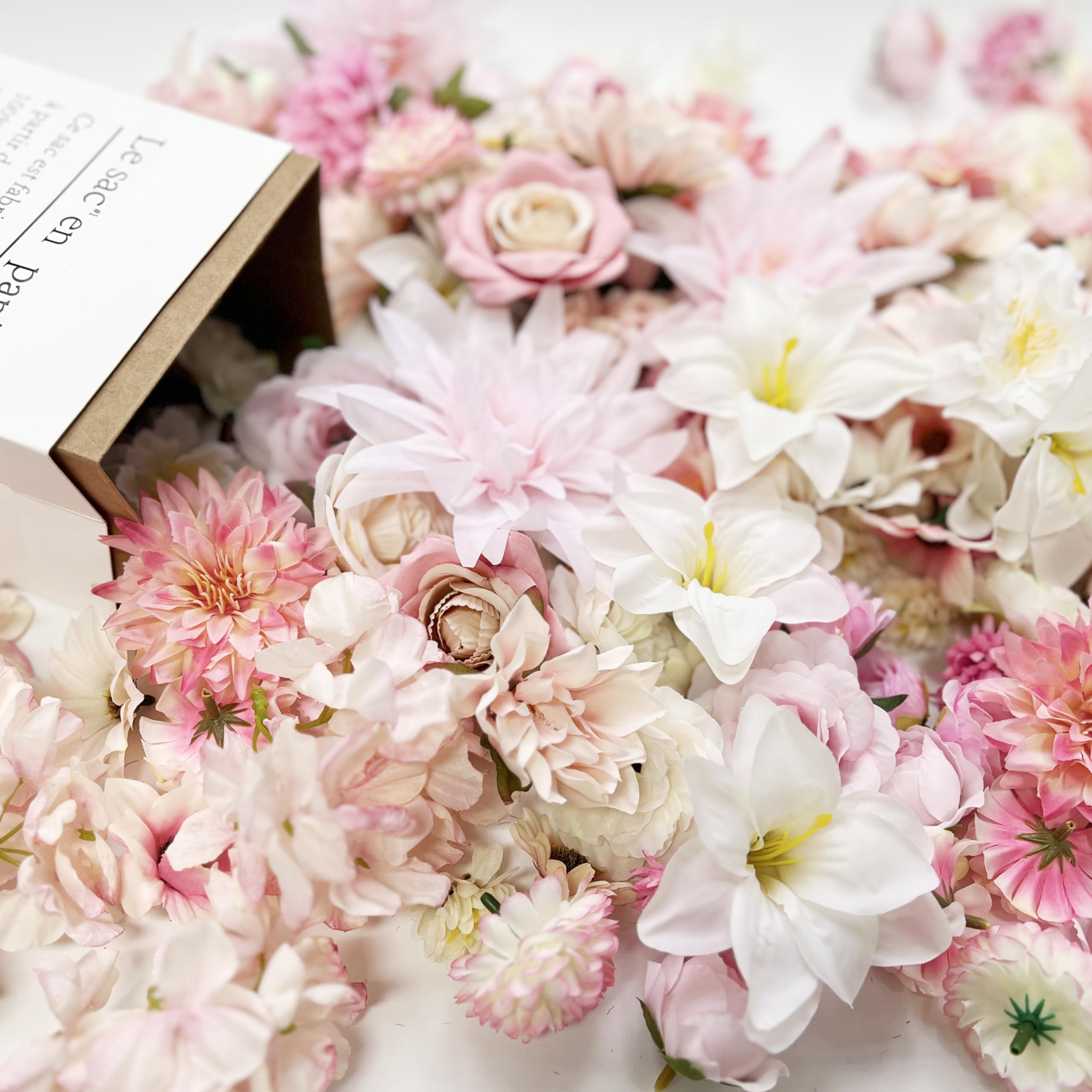 Artificial Pink Flowers Bulk Silk Roses Fake Flowers Heads for Crafts - DIY Home Spring Garden Floral Party Wildflower Garland Hanging Decoration Mini Big Small Faux Fabric Flowers Heads 3-12cm (Pink)
