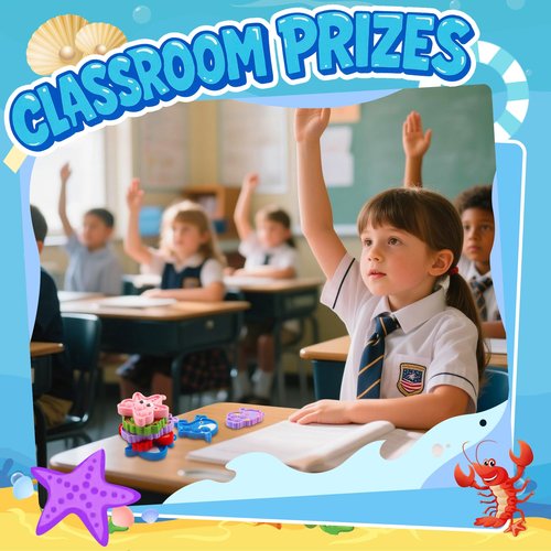 Ksmky 32PCS Sea Animal Pop Fidget Toys Bulk, Mini Pop Keychain,Party Favors for Kids, Goodie Bag Stuffers,Classroom Prizes,Treasure Box Toys