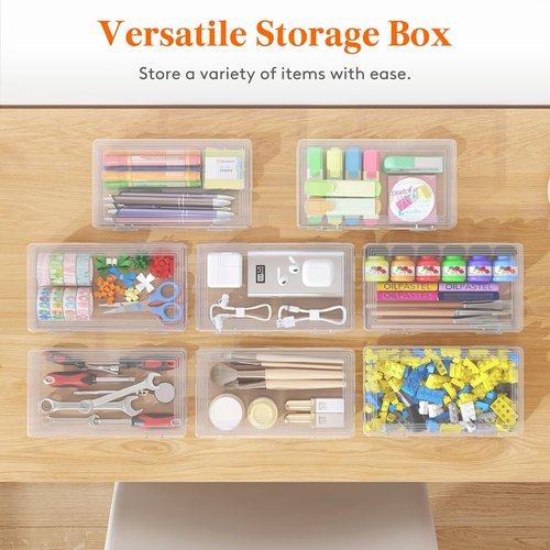 Lifewit Plastic Pencil Box - Large Capacity Snap-Tight Lid Pencil Case | 4 Pack Craft Organizer