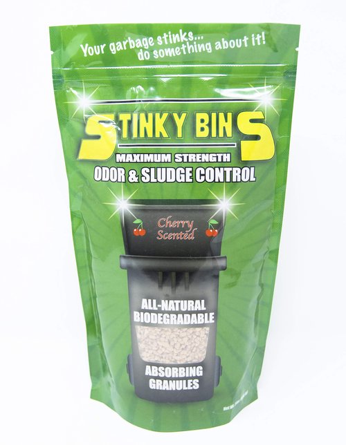 Stinky Bins Garbage Odor Eliminator – Cherry Scented Absorbing Granules for Trash Bins, Dumpsters, Garbage Cans, and Outdoor Waste – All-Natural Sludge Control and Deodorizer – 24 oz Bag