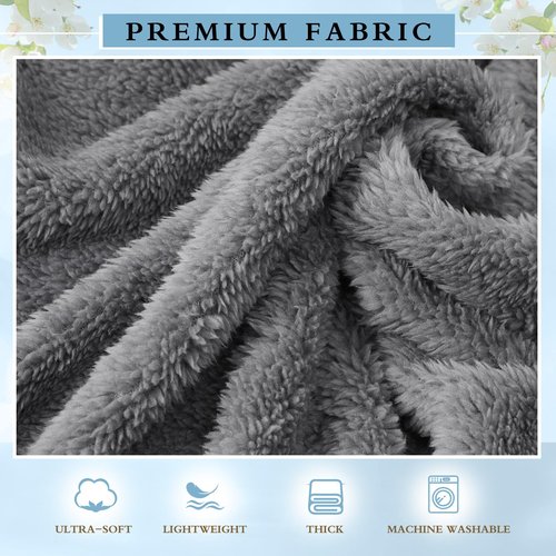 Tinideya 6 Pack Sherpa Fleece Throw Blankets Bulk 50"x 60" Soft Plush Wedding Throw Blankets for Couch Sofa Spa Sleepover Party Favor Supplies Travel Guest Room Home Decor (Gray)