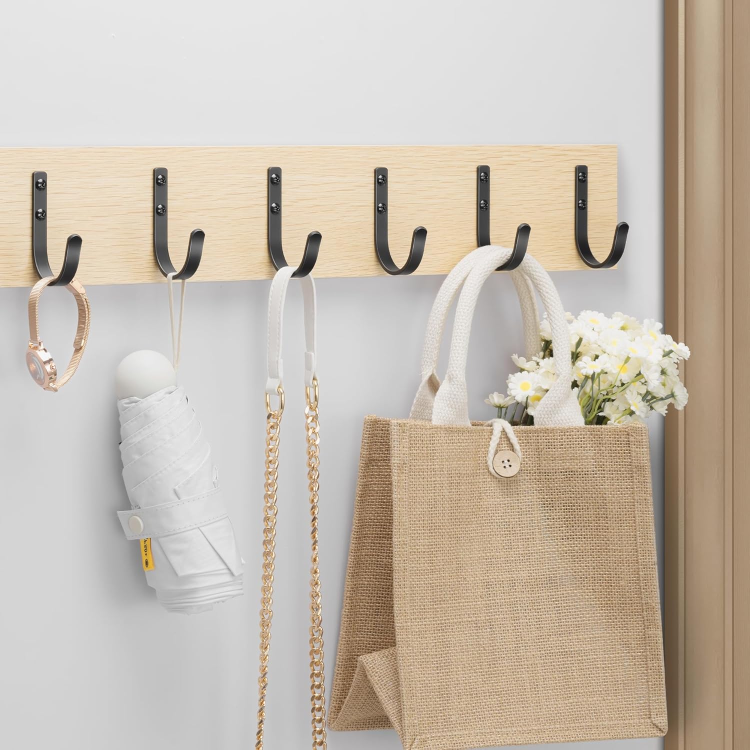 Niffgaff 10-Pack Outdoor Wall Hooks - 30LB Metal Hangers for Coats, Towels, and Bags | Black