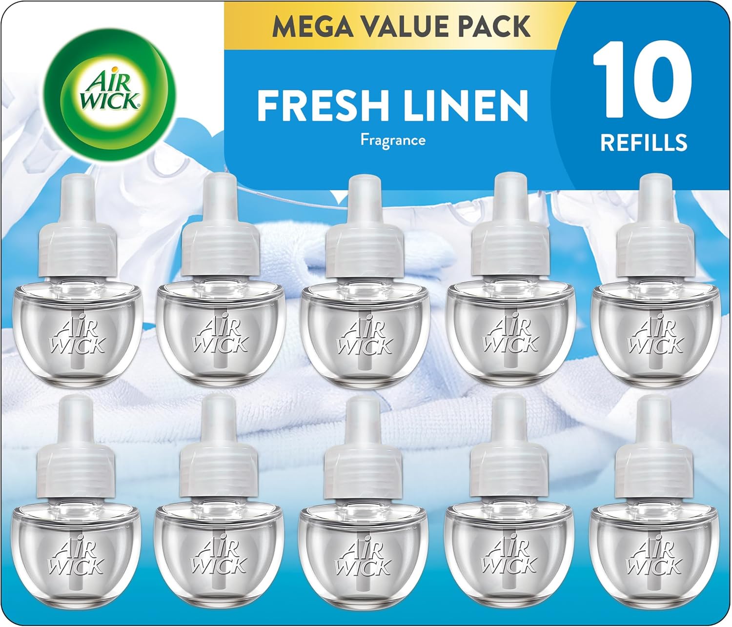 Air Wick Plug-In Scented Oil Refill - Fresh Linen | Eco-Friendly 10ct Air Freshener