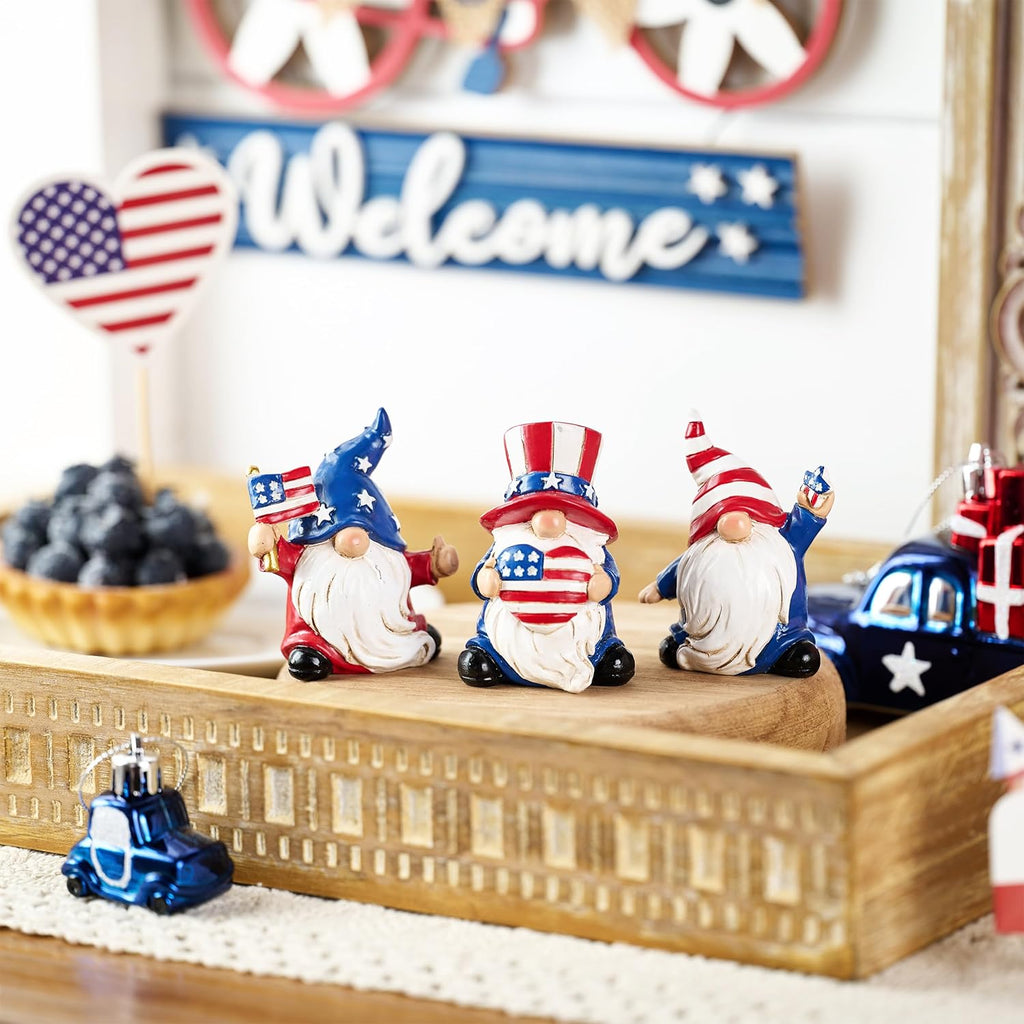 Valery Madelyn 4th of July Gnomes | Medium 3-Piece Patriotic USA Decorations for Home Decor