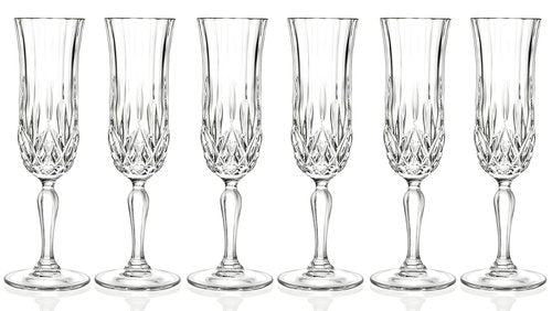Barski Toasting Flute Glass -Champagne - Flutes - Set of 6 Flute Crystal Glasses - Wedding Toasting Flutes - Designed - 4.4 oz Made in Europe