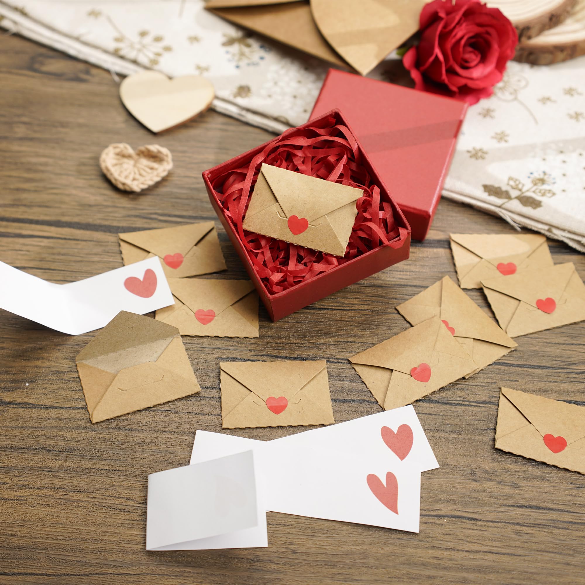 15 Blank Note Cards and Envelopes - Mini Envelopes with Blank Cards, Tiny Valentines Day Card, Little Love Notes for Him, Her, Wife, Husband - Cute Birthday, Valentine Gifts for Girlfriend Boyfriend