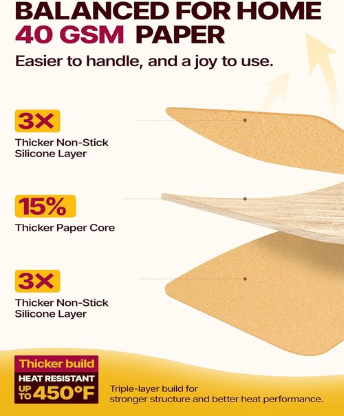 Katbite Parchment Paper Sheets - 360 PCS Unbleached Non-Stick Baking Paper | 12x16 Inches for Oven & Air Fryer