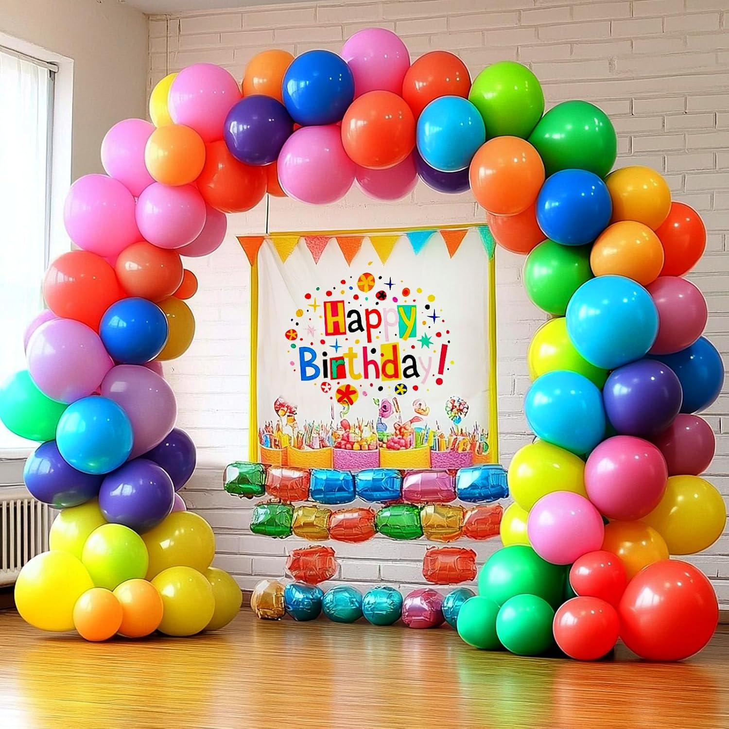Skiennix Rainbow Latex Balloons - 150 Pcs Assorted Colors | 5-Inch Round Helium Balloons for Parties
