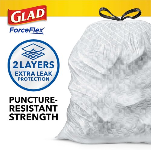 Glad ForceFlex Tall Kitchen Trash Bags - 13 Gallon, Fresh Clean Scent, 110 Count Pack